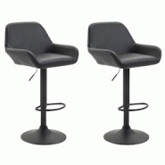 Décoshop26 - Lot de 2 tabourets de bar moderne et confortable en synthétique noir pieds trompette en métal noir TDB10223 - noir 3000891769601 Décoshop26 - Lot de 2 tabourets de bar moderne et confortable en synthétique noir pieds trompette en métal noir TDB10223 - noir 3000891769601