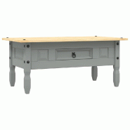 Décoshop26 - Table basse avec tiroir design classique rustique 100 x 55 x 44 cm bois de pin gris DEC039908 - gris Bois massif 3000264656880