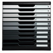 Exacompta MODULO A4 10 tiroirs fermés Shades noir/nuances de gris brillant - gris matière synthétique 302794D