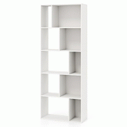 Helloshop26 - Bibliothèque à 5 niveaux 60 x 25 x 160 cm avec 10 compartiments antimousse moderne et fonctionnelle en bois blanc 20_0010730 - 3000226