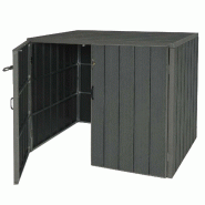Mendler Habillage de conteneur à déchets XL 2x/4x WPC HWC-J28, Premium Box pour conteneurs à déchets, métal aspect bois, extensible ~ gris - gris