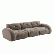 Merax Canapé modulable 3 places, canapé nuage avec accoudoirs ronds, chenille douce, sans cadre près du sol, canapé lounge, marron - marron multi-