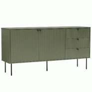Oviala Business Buffet 2 portes et 3 tiroirs décor mélaminé 150 cm vert olive - vert Bois manufacturé 114559
