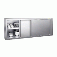 Placard mural inox 2000x400 mm - Hauteur 650 mm avec portes coulissantes IDEAL - GOLDINOX - gris inox 3701770827947