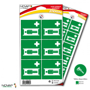 Planches de 10 panneaux adhésifs 40x40 mm incendie évacuation - PADCPN-NV01/BRCR_0