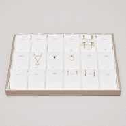 Plateau pour 18 paires boucles d'oreilles blanc et cadre rose gold 35x24x3 cm