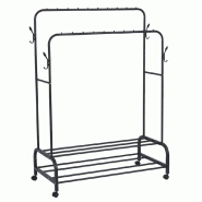 Portant double Sirge MARA à roulettes – Portant à vêtements sur pied peu encombrant - noir 8024604008516