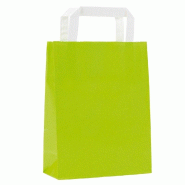 Sac kraft vert anis poignées plates 19+8X25cm - par 50