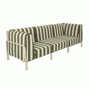 Salon de jardin bas modulable rayé 3 places vert kaki - vert aluminium 115907