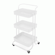 San Ignacio KINVARA- Chariot Organisateur à 3 Niveaux 86x42x35 cm Blanc - blanc métal SANR329