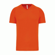 T-shirt de sport manches courtes col v homme Fluorescent Orange M 100% Polyester - M 3663639065207