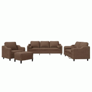 VidaXL Ensemble de canapés 4 pcs avec coussins marron tissu Modèle Helios Contemporain - 3201797