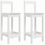 Chaises de bar lot de 2 blanc 40x41,5x112 cm bois de pin solide Modèle Nova Premium - 822143