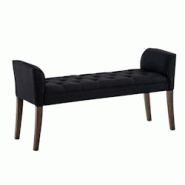 Décoshop26 - Banc banquette capitonné en tissu noir avec pieds en bois marron foncé largeur 133cm BAN10099 - marron 3000419490598 Décoshop26 - Banc banquette capitonné en tissu noir avec pieds en bois marron foncé largeur 133cm BAN10099 - marron 3000419490598