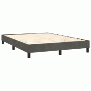Décoshop26 - Sommier à lattes sur pieds cadre de lit 140x190 cm tissu velours gris foncé TDL0207135 - gris 3001166088007