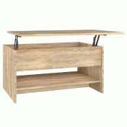 Décoshop26 - Table basse avec plateau relevable design intemporel 80 x 50 x 40 cm bois d'ingénierie couleur chêne DEC038999 - Bois massif 300026414