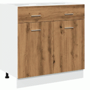 Helloshop26 - Armoire à tiroirs moderne 80 x 46 x 81,5 cm optimisant espace de rangement cuisine en bois d'ingénierie chêne 02_0050747 - Bois massi