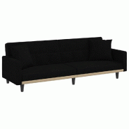 Helloshop26 - Canapé-lit avec coussins 220 x 100 x 53 cm tissu noir 02_0019831 - noir polyester 3001029288001
