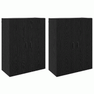 Helloshop26 - Lot de 2 armoires murales modernes avec 4 portes à charnières 69,5 x 34 x 90 cm en bois d'ingénierie chêne noir 02_0056057 - noir Bo