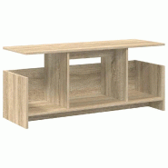 Helloshop26 - Meuble TV rectangulaire moderne avec rangement pratique 102 x 35 x 45 cm en bois d'ingénierie chêne sonoma 02_0054709 - Bois massif 30