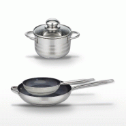 Lot 2 Poêles 24/32cm et Faitout 12cm Elo Profi Therm Platinum - gris inox 3176239970005
