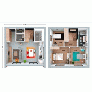 Maison à ossature en bois à étages koob 4 / surface habitable 93 m² / surface brute 122 m² / 4 pièces / toit plat_1