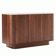 Oviala Business Buffet effet bois 3 portes L 120 cm bois foncé - marron Bois massif 114517