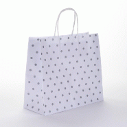 Sac kraft à pois charme - poignées torsadées - 26x11x24cm - Lot de 25