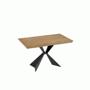 Stones Table extensible Dylan avec plateau en céramique effet marbre blanc mat et pieds en métal blanc - Dimensions 140/200 x 80 cm - Design moderne