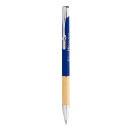Stylo bille en aluminium - grip bambou - finition caoutchoutée - gravure laser effet miroir - encre bleue Stylo bille en aluminium - grip bambou - finition caoutchoutée - gravure laser effet miroir - encre bleue