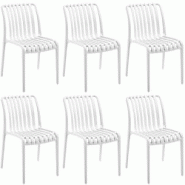 Tectake Chaises de jardin ALCUDIA - résistantes aux intempéries, empilables, lot de 6 - blanc, plastique polypropylène 406187 Tectake Chaises de jardin ALCUDIA - résistantes aux intempéries, empilables, lot de 6 - blanc, plastique polypropylène 406187