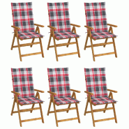 VidaXL Chaises Pliables De Jardin Lot De 6 Avec Coussins Bois D Acacia - multicolore 3064132