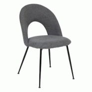 Atmosphera Chaise de table assise Gris chiné et pied en métal noir H 81 cm - noir 3560233561190 Atmosphera Chaise de table assise Gris chiné et pied en métal noir H 81 cm - noir 3560233561190