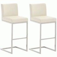 CLP Ensemble de 2 tabourets de bar Paros en similicuir Crème - beige polyester 317282