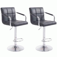 CLP Lot de 2 Tabourets de Bar Lucy V2 en Similicuir Noir /Chrome - noir polyester 315804 CLP Lot de 2 Tabourets de Bar Lucy V2 en Similicuir Noir /Chrome - noir polyester 315804