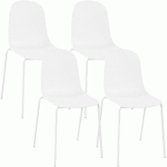 CLP Lot de 4 chaises empilables Hardin Plastique HBT: 85x51x55 cm Blanc - blanc 328905