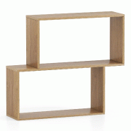 COSTWAY Bibliothèque à 3 niveaux, étagère en bois indépendante avec 2 compartiments cubiques(naturel) - jaune VH35278ZM