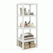 COSTWAY Étagère salle de bain 4 niveaux, autoportante en plastique, étroite, organiseur, 38x32,5x99cm, Blanc - blanc plastique polypropylène VL32645IT