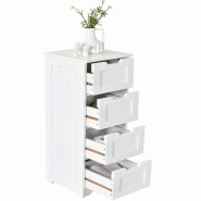 COSTWAY meuble de salle de bain à 4 tiroirs, commode autoportante, 30x30x83cm, blanc - blanc Bois manufacturé TI89727IT