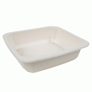 ECOLOMIQUE - 100 Pcs - Barquette scellable pulpe laminée PLA "gastronorme" 1/6 176x162mm H45mm 850ml - blanc Bagasse 210GNP1645F
