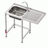 Évier en acier inoxydable avec plan en porte-à-faux, robinet inclus, cuve sur le côté gauche | 850 x 1000 x 500 mm | Gasfrit - inox gfy04g