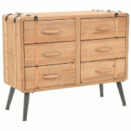 Helloshop26 - Armoire à tiroirs style rétro rustique chambre salon 91 x 35 x 73 cm avec 6 tiroirs en sapin massif marron 02_0046295 - marron Bois ma