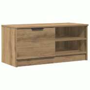 Helloshop26 - Meuble TV moderne avec rangement pratique 80 x 35 x 36 cm en bois d'ingénierie chêne artisanal 02_0050950 - Bois massif 3000236656733