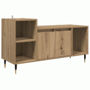 Helloshop26 - Meuble TV rectangle moderne rangement 100 x 35 x 55 cm en bois d'ingénierie chêne artisanal 02_0052776 - Bois massif 3000237586213