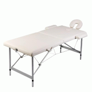 Helloshop26 - Table pliable de massage blanc 2 zones cadre en inox crème 02_0001875 - blanc aluminium 3000089621537