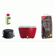 LotusGrill - Pack spécial barbecue Classic Red (35 cm) avec 2,5 kg de charbon de bois et gel combustible - 4260023012336