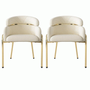 Merax Chaises rembourrées (lot de 2), chaises de salle à manger, fauteuils, chaises de chambre/salon, chaises de coiffeuse, velours, beige - beige m_0