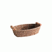 Panier à anses bois - 26x17x7cm - Papier tressé, couleur écru, ovale