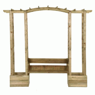 Pergola de jardin avec banc et jardinières Bois de pin imprégné Modèle AbriAurora 79 - 8720286880302