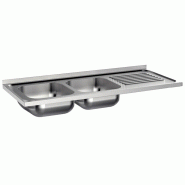 Plonges et égouttoir en inox à poser 2 bacs P 500 mm -